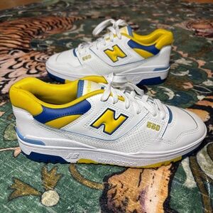 New Balance 550 Athletic Sneakers Low Top Shoes Mens 8.5 Blue Yellow Lace Up